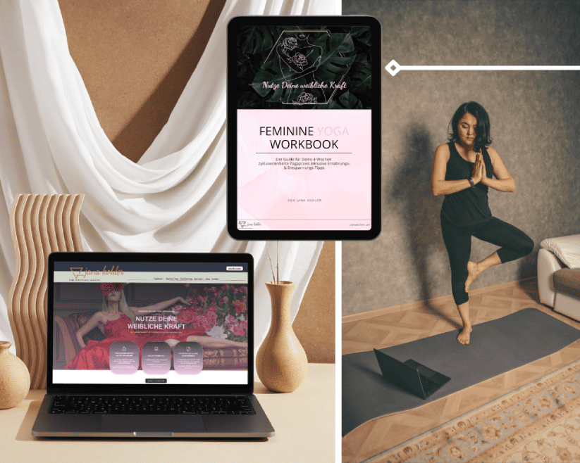 Feminine Yoga Online Programm_Laptopn und Workbook